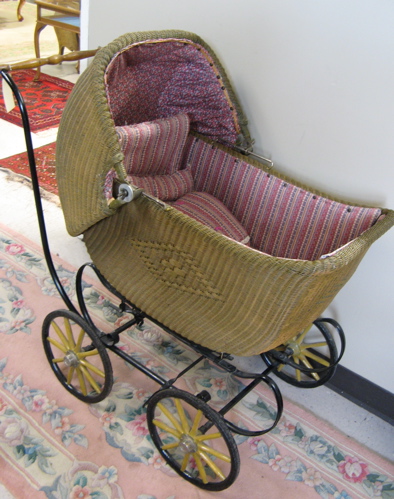 Appraisal: WICKER BABY CARRIAGE Heywood-Wakefield Co Gardner Mass early th century