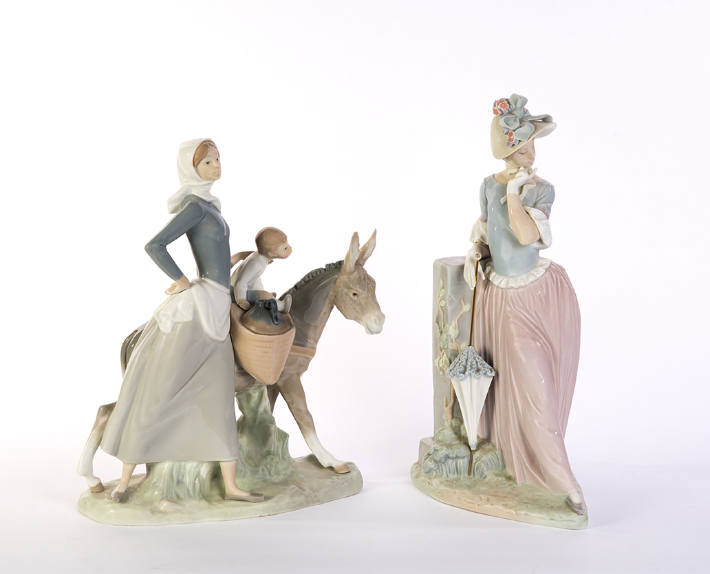 Appraisal: TWO LLADRO FIGURES Spain nd half- th century Woman with