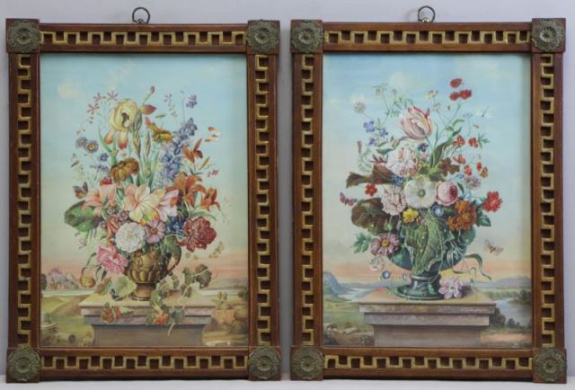 Appraisal: JUNGLING Frederick Pair of Floral Still Lifes Watercolor and gouache