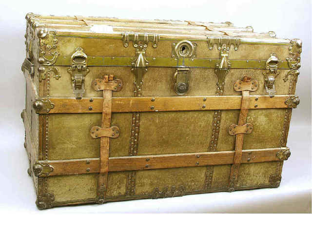 Appraisal: Large antique steamer trunk in very good original condition tagged