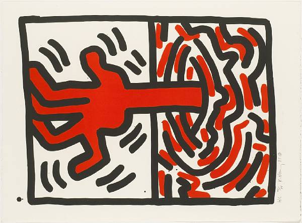 Appraisal: Keith Haring American - Ludo L p Lithograph printed in