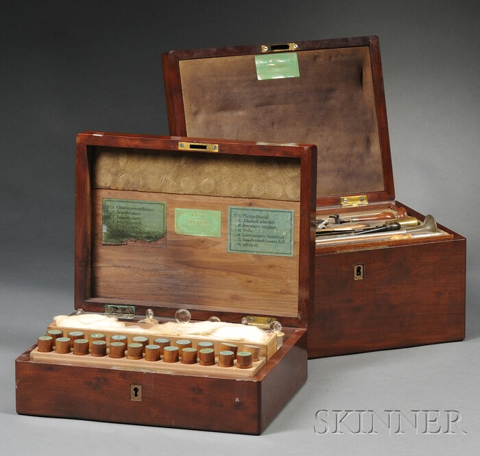 Appraisal: Portable Laboratory Kit in Two Mahogany Boxes A F Lingke