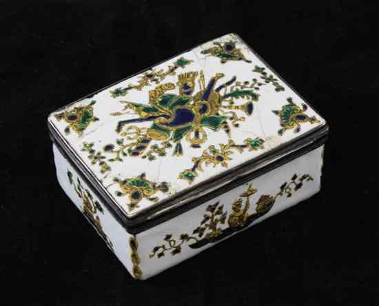 Appraisal: An th century French silver mounted enamel snuff box decorated