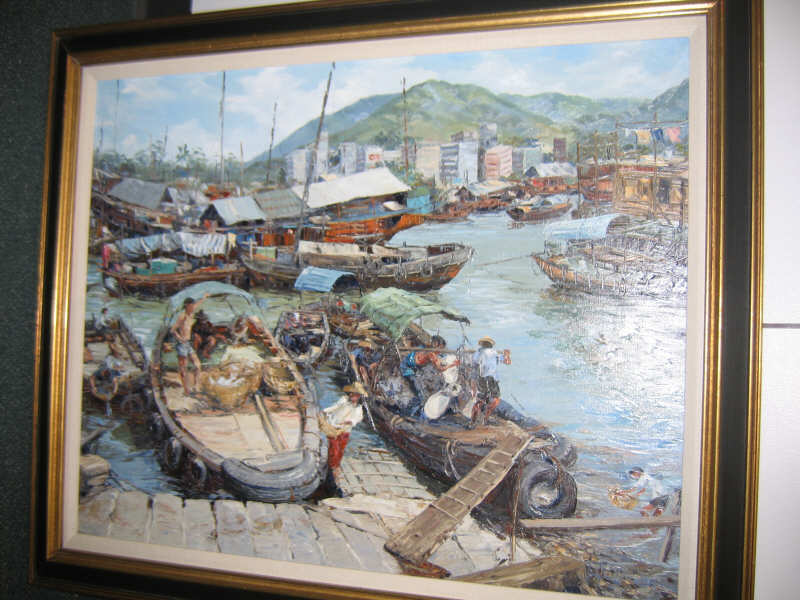 Appraisal: JOYCE CLARK AMERICAN TH CENTURY SAMPAN FISHERMAN oil on canvas