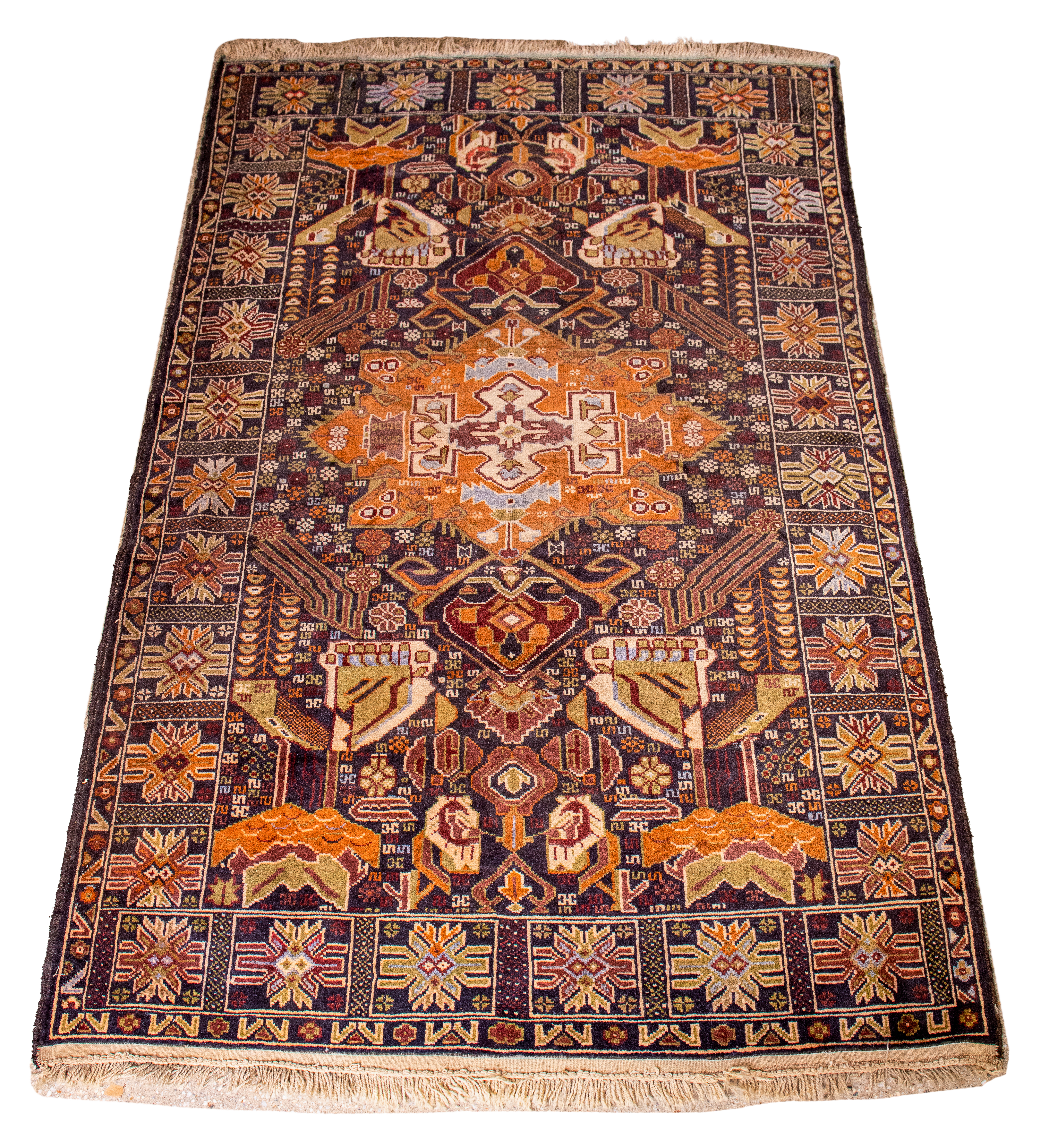 Appraisal: ANTIQUE SHIRVAN CAUCASUS GEOMETRIC MEDALLION RUG Antique Shirvan Caucasus region