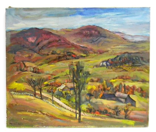 Appraisal: Marion Huse American - Autumn Valley with Farm c 's