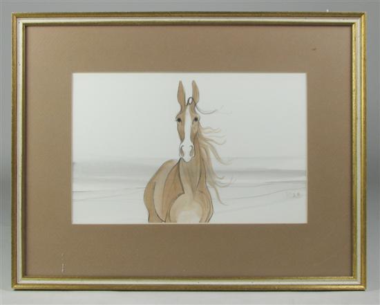 Appraisal: Moss P Buckley Watercolor of horse Signed lower right Moss