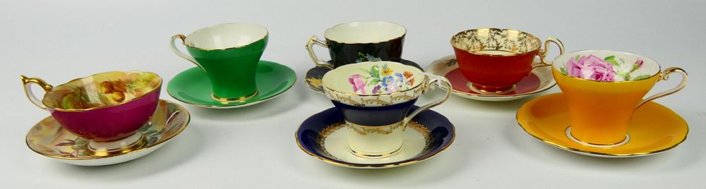 Appraisal: AYNSLEY ENGLISH BONE CHINA TEACUP SAUCER SETS A collection of