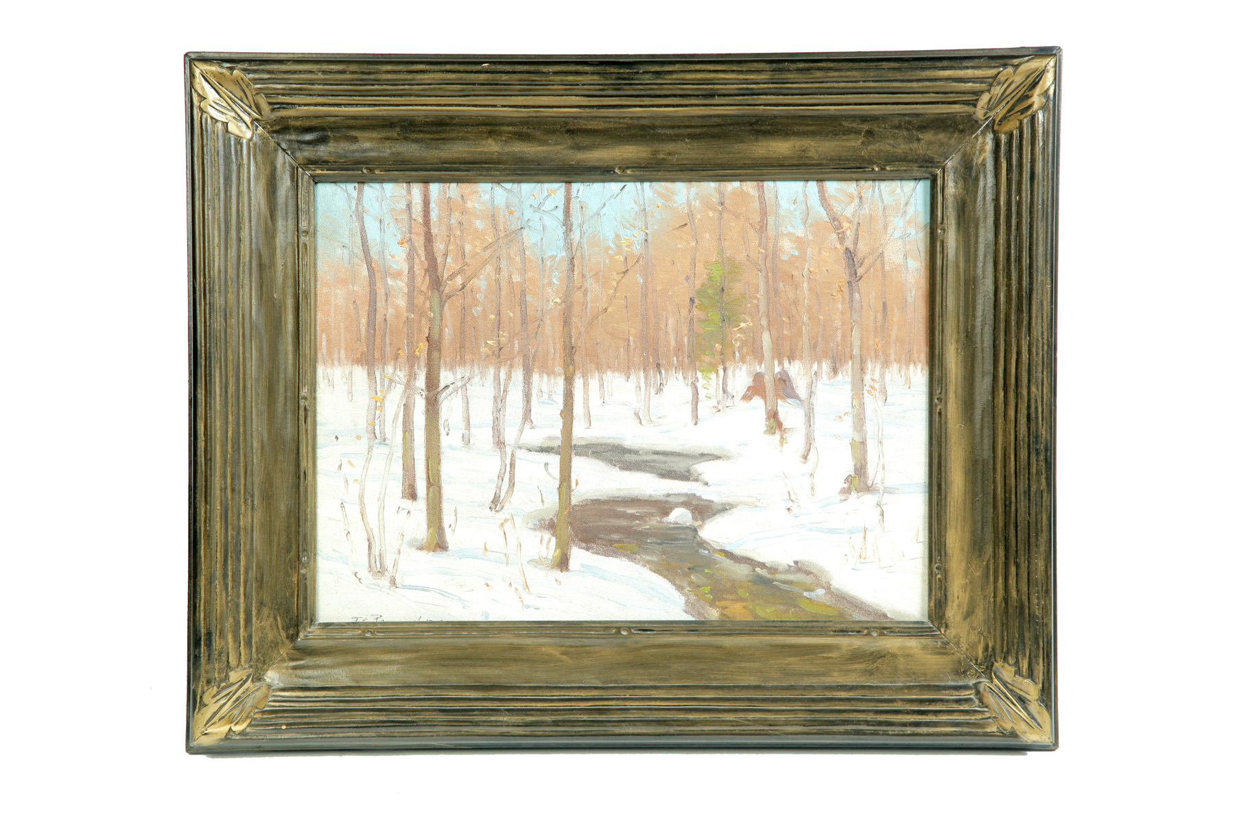 Appraisal: FRAMED OIL ON ACADEMY BOARD OF WINTER SCENE American dated