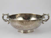 Appraisal: A late Victorian sterling silver two handled bowl on spread