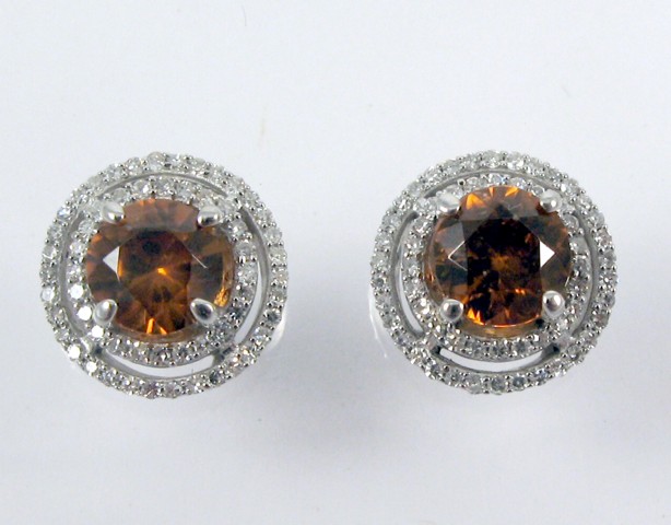 Appraisal: PAIR OF CITRINE AND DIAMOND EARRINGS each k white gold