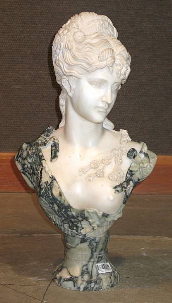 Appraisal: A white and variegated marble bust of a beauty of