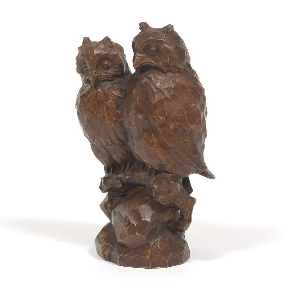 Appraisal: IMPERIAL AMPHORA OWLS x Ceramic owls with rich brown finish