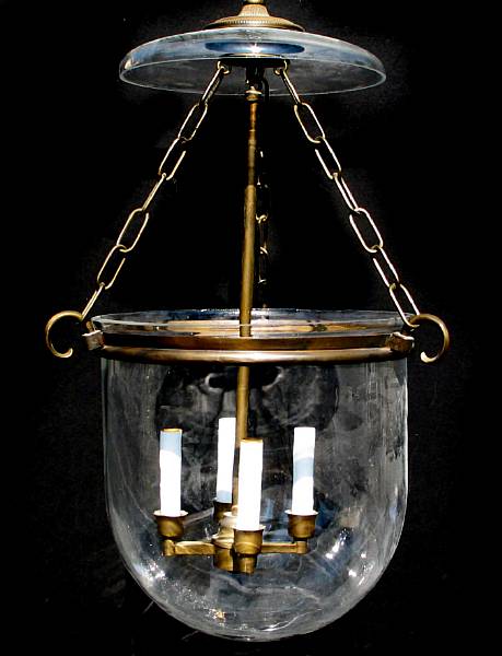 Appraisal: A Victorian patinated metal and glass hall lantern height in