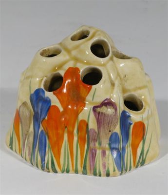 Appraisal: Crocus' a Clarice Cliff flower brick painted in colours printed