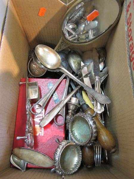 Appraisal: ONE BOX OF ASSORTED FLAT WARE INCL BOXED FRUIT EATERS