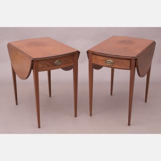 Appraisal: A Pair of Henredon Mahogany Pembroke Tables th Century Open