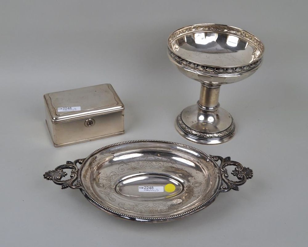 Appraisal: Three Continental Silver Items comprising a footed bowl box and