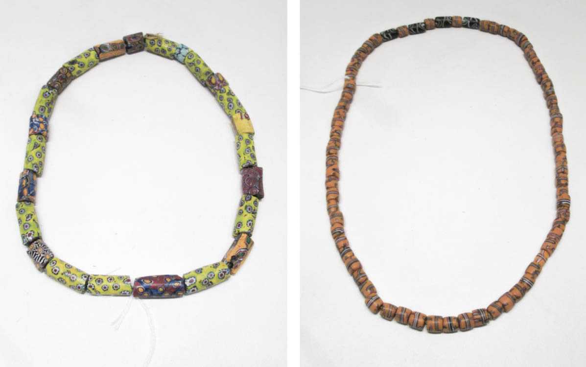 Appraisal: TWO STRANDS OF NATIVE AMERICAN TRADE BEADS Venetian and Millefiori