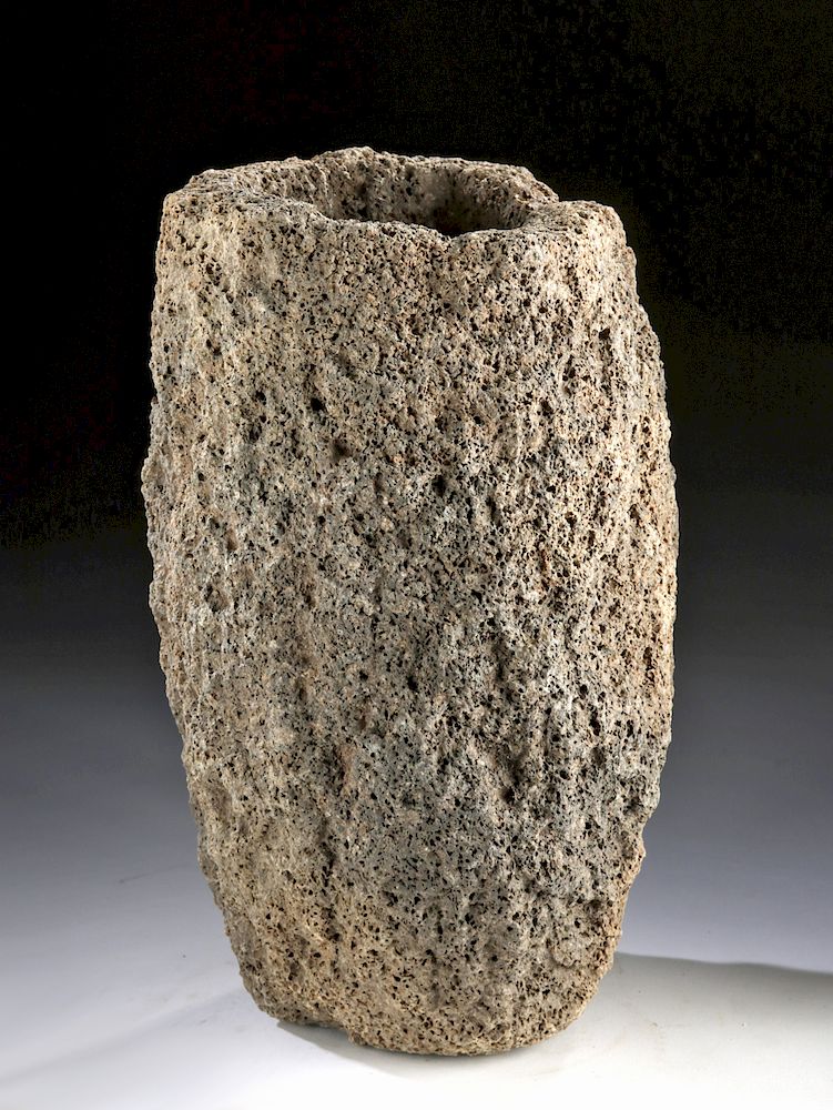 Appraisal: th C Hawaiian Stone Kukui Nut Lamp New World Hawaiian