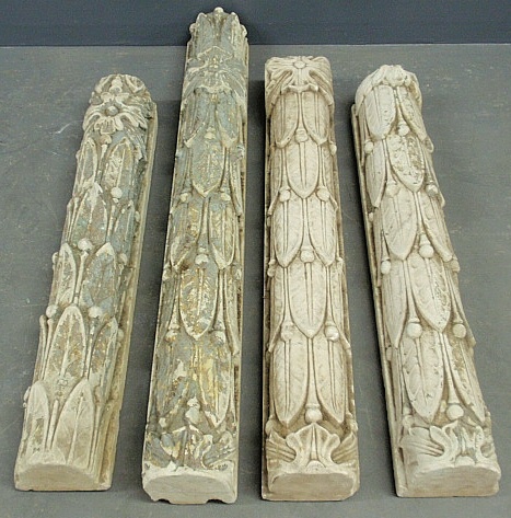 Appraisal: - Four carved marble half-columns th c removed from a