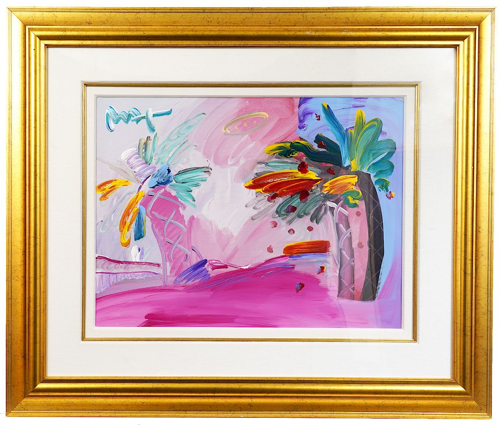 Appraisal: Peter Max 'Palm Tree' Mixed Media Painting Peter Max America