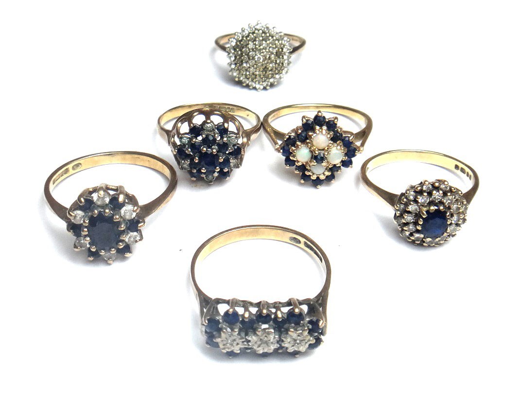 Appraisal: A ct gold and diamond set hexagonal cluster ring mounted