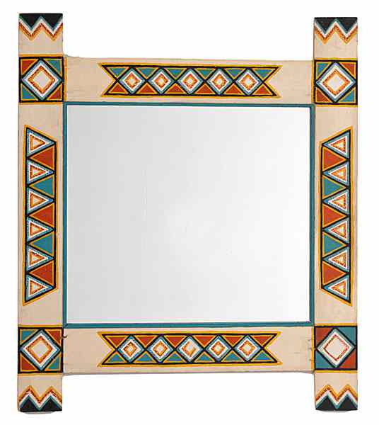 Appraisal: Painted Mirror from the Shiprock Trading Post created by Will