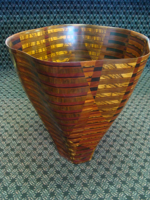 Appraisal: TOM MCCORRISTON Pentagonal Art Wood Basket Bloodwood Bolivian Rosewood Bubinga