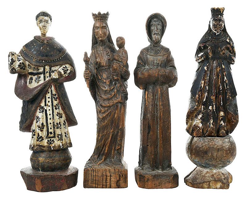 Appraisal: Spanish Colonial School th th century Four devotional figures each