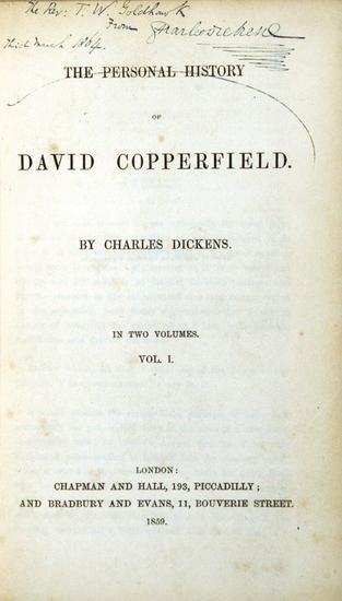 Appraisal: DICKENS Charles - The Personal History of David Copperfield London