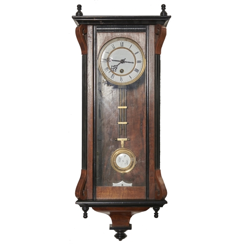 Appraisal: A German walnut and ebonised Vienna wall timepiece c with