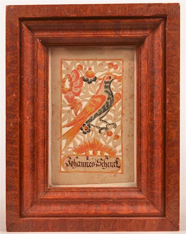 Appraisal: Fraktur Attributed to Wilhelm Antonius Faber Watercolor and Cut Work