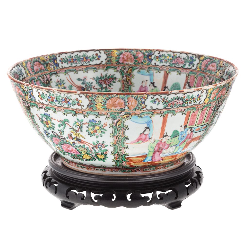 Appraisal: Chinese Export Rose Medallion Punch Bowl Fourth quarter th century