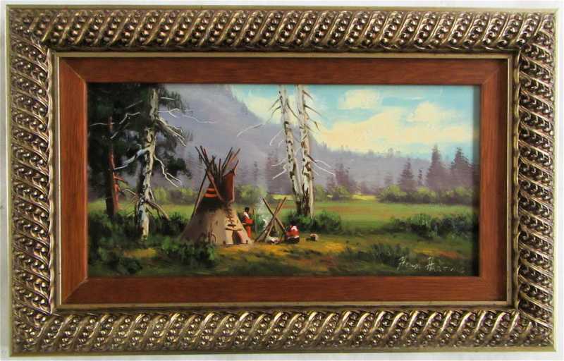 Appraisal: HEINIE HARTWIG OIL ON BOARD California born Indian encampment titled