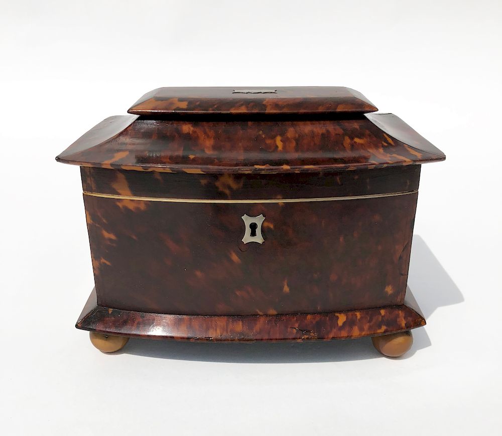 Appraisal: English Regency Tortoiseshell Double Compartment Tea Caddy Exclusive on Bidsquare