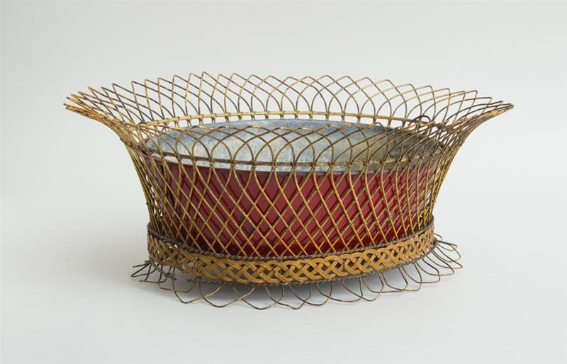 Appraisal: FRENCH T LE PEINTE AND WIRE BASKET-FORM JARDINID RE Of