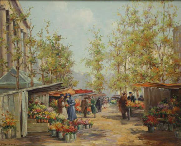 Appraisal: DESCHAPS Pierre Oil on Canvas Parisian Blooms Signed 'P Deschamps'