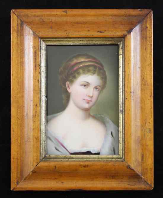 Appraisal: A Continental porcelain portrait plaque late th century painted with