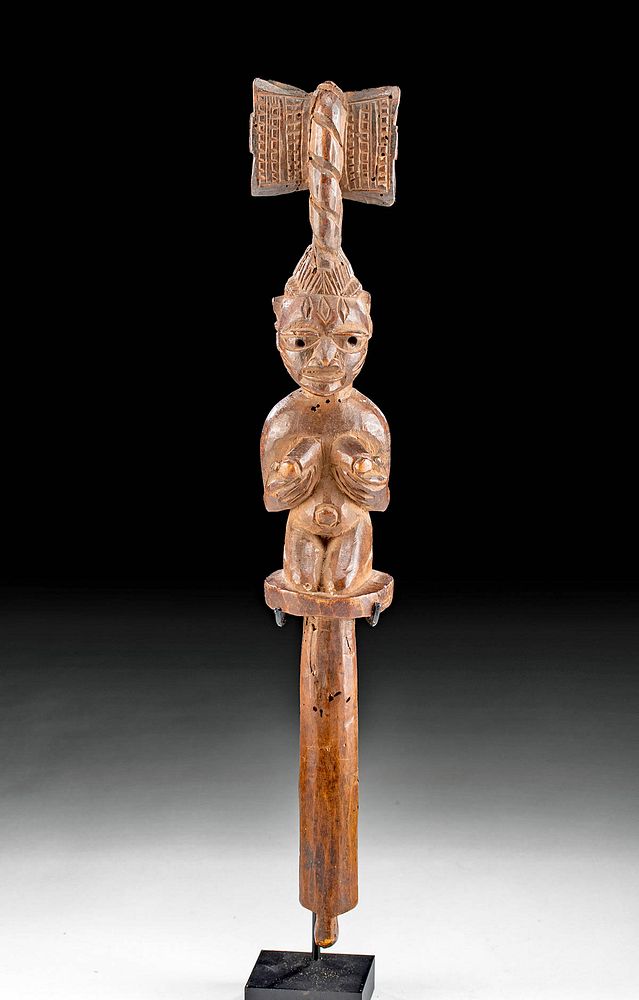 Appraisal: th C Nigerian Yoruba Wood Shango Staff West Africa Nigeria