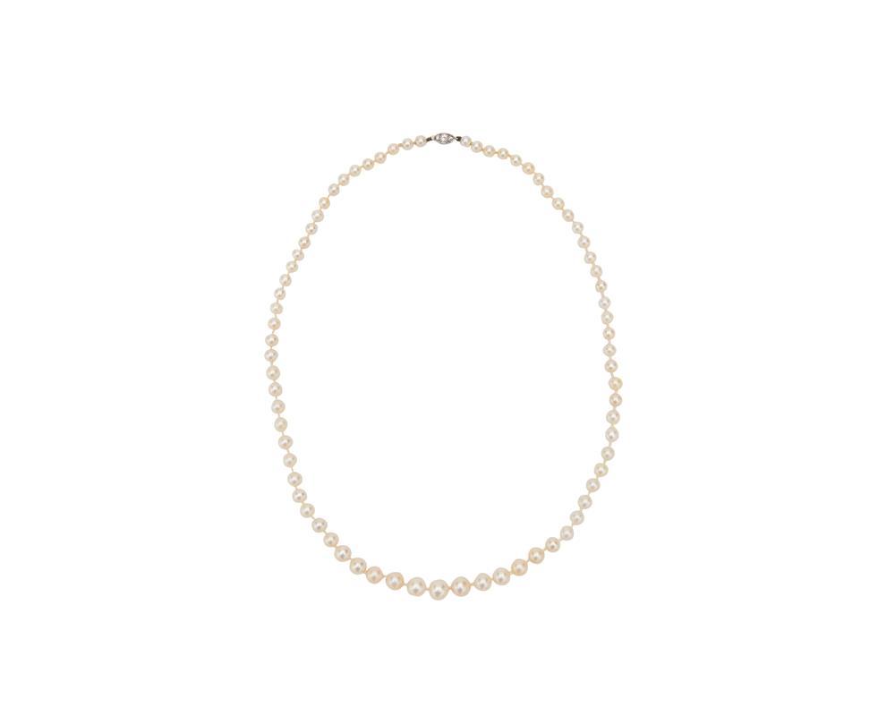 Appraisal: TIFFANY CO Natural Pearl Necklace featuring graduated pearls measuring to