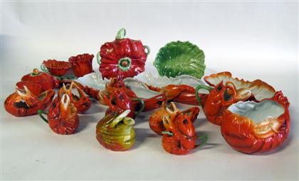 Appraisal: Group of Royal Bayreuth lobster form porcelain teawaresVarious serving pieces