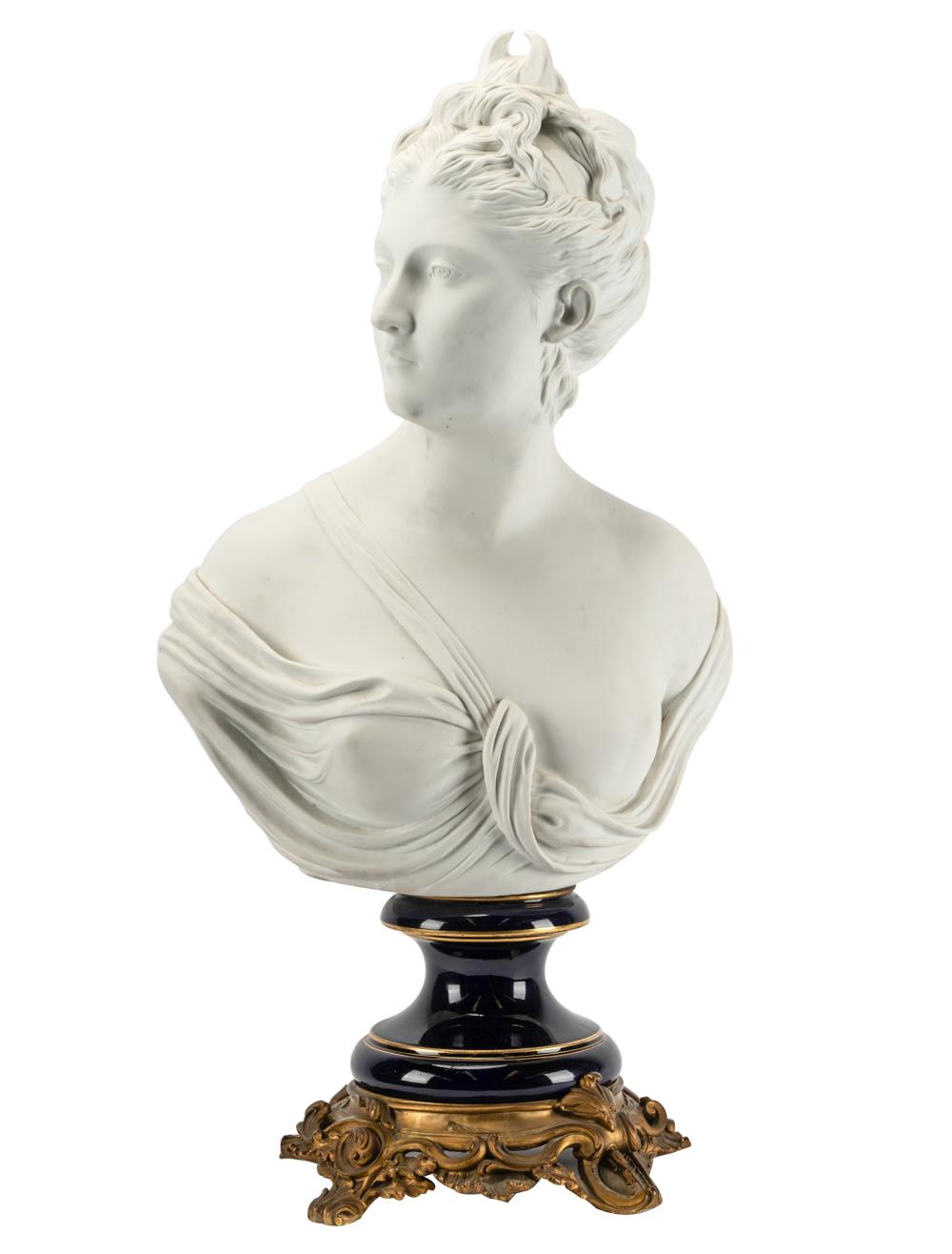 Appraisal: SEVRES PORCELAIN BUST OF A WOMANafter the model by Jean-Antoine