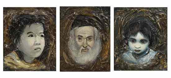 Appraisal: Tobiason th century Portraits three works oil on canvas board