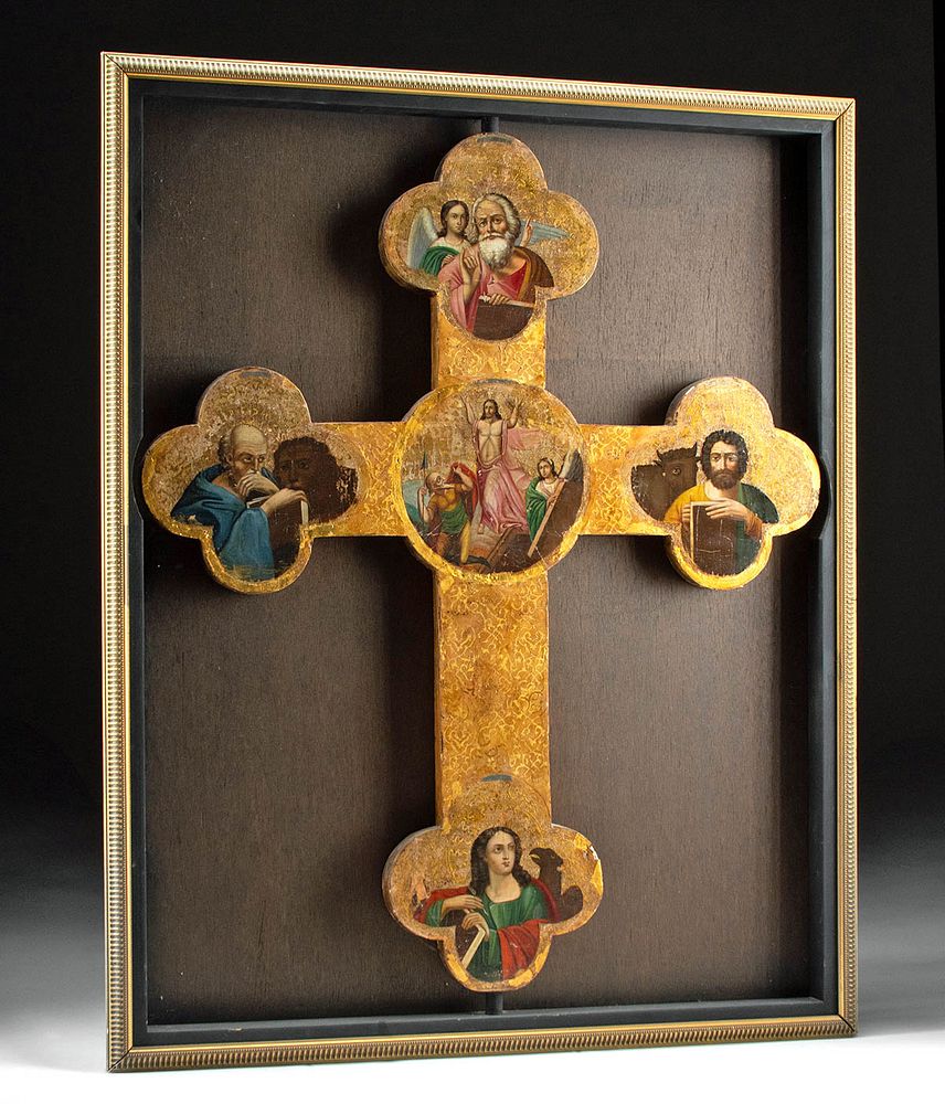 Appraisal: Glistening th C Russian Icon Processional Cross Originally Listed At