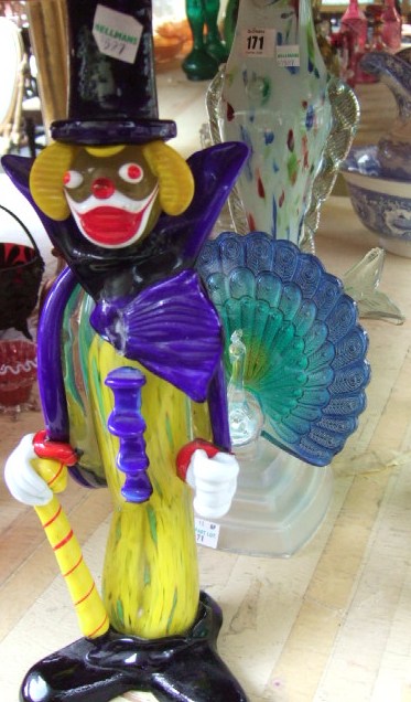 Appraisal: A Murano glass clown a Murano glass fish and a