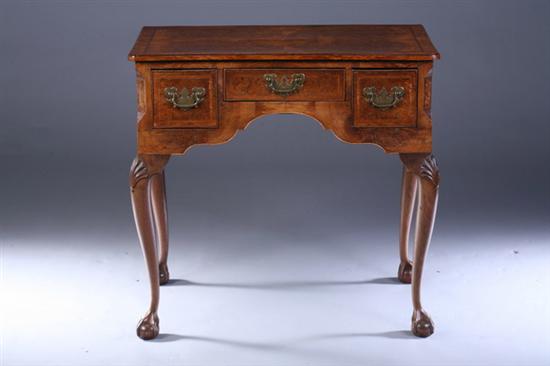 Appraisal: GEORGE I BURLED WALNUT LOWBOY th century with th century