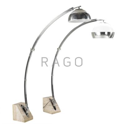 Appraisal: LIGHTOLIER Two adjustable arch floor lamps s Chromed steel aluminum