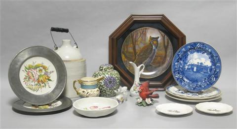 Appraisal: GROUP OF POTTERY AND PORCELAIN Including a biscuit miniature pitcher