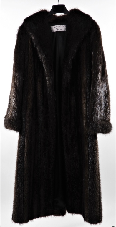 Appraisal: TOLCHINSKY FURS BROWN FUR COAT Long brown fur coat with